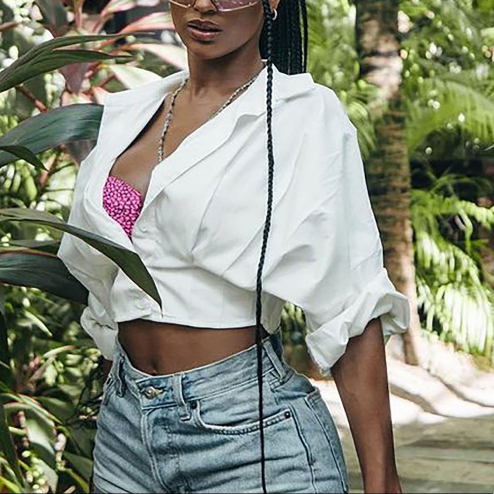 Crop Button Up Top
